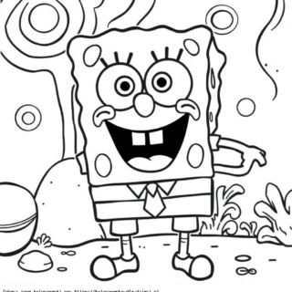 Kolorowanka Spongebob Kanciastoporty uśmiechnięty