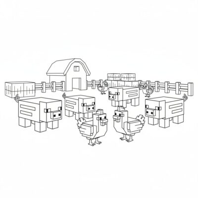 Minecraft – Zwierzątka na farmie: świnki i kurczaki