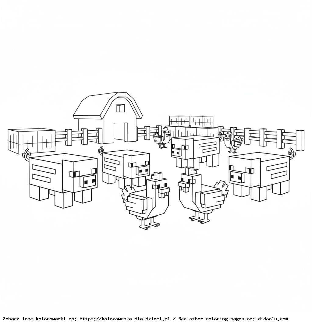 Minecraft – Zwierzątka na farmie: świnki i kurczaki