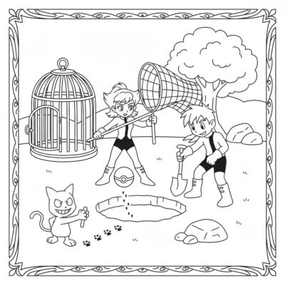 Kolorowanka: POKEMONY – Team Rocket szykuje zasadzkę