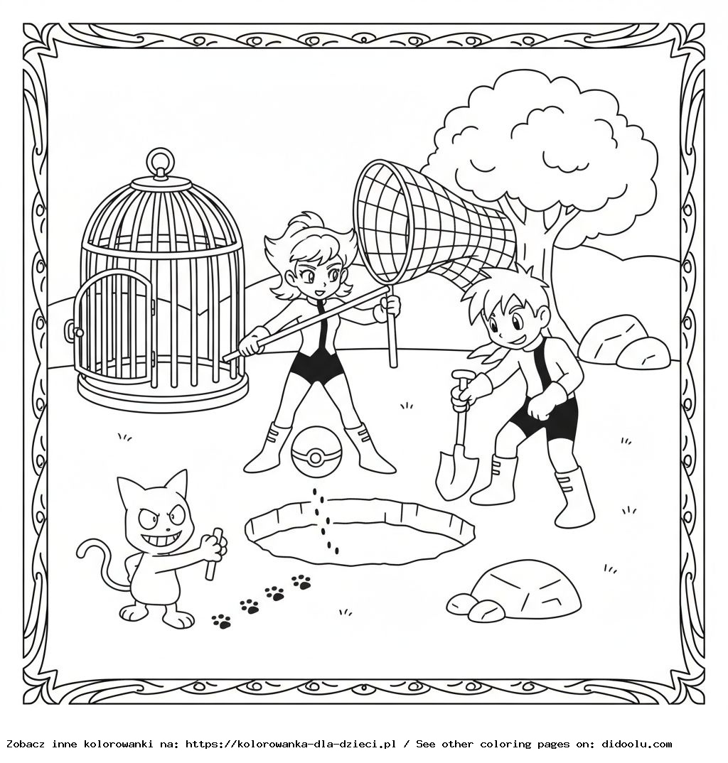 Kolorowanka: POKEMONY – Team Rocket szykuje zasadzkę