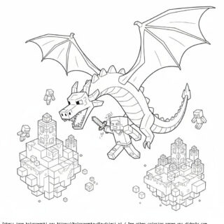 Kolorowanka: Minecraft – Bitwa ze Smokiem Endu