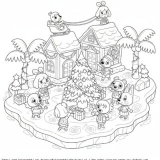 Kolorowanka Wioska Animal Crossing