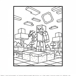 Kolorowanka ze światem Minecraft do wydruku