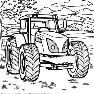 Kolorowanka Traktor Rolniczy na łące