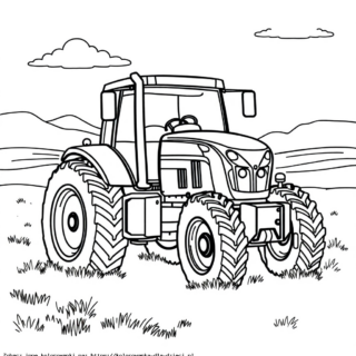Kolorowanka Traktor Rolniczy na wzgórzu