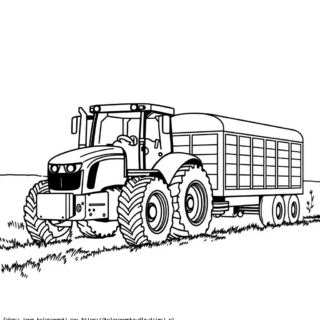 Traktor z przyczepą kolorowanka do druku