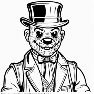 Kolorowanka Freddy Fazbear w cylindrze
