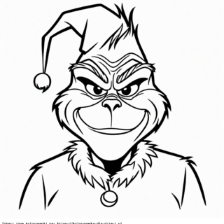 Kolorowanka Grinch w czapce mikołaja
