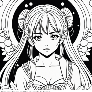Kolorowanka Dziewczyna Anime portret z koczkami