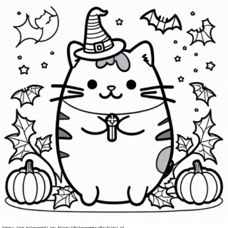 kolorowanka pusheen halloween