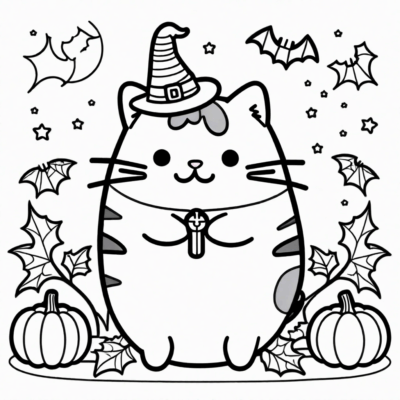 kolorowanka pusheen halloween