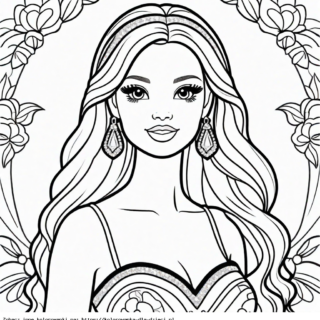 Kolorowanka Lalka Barbie portret w wianku
