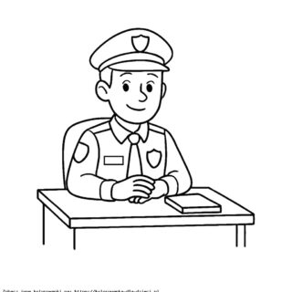 Kolorowanka Policjant przy biurku