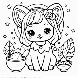 Kolorowanka Kotek Kawaii