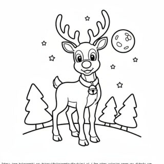 Kolorowanka Renifer Rudolf