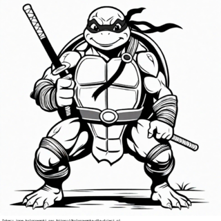 Kolorowanka Wojowniczy Żółw Ninja