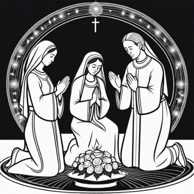 Boże Ciało – rodzina modli się podczas uroczystości