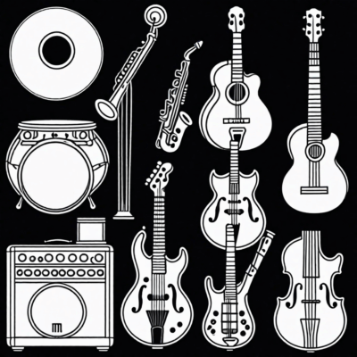 instrumenty muzyczne kolorowanki