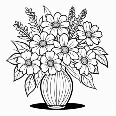 bukiet kwiatów kwiaty w wazonie kolorowanka