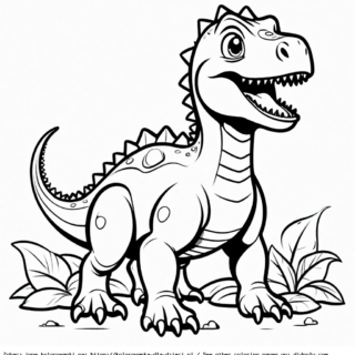 Kolorowanka Dinozaur na trawie