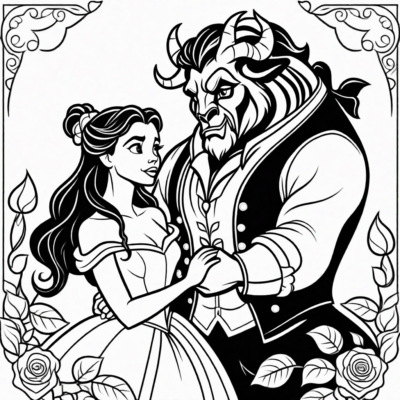 kolorowanka piękna i bestia