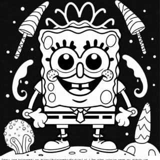 Kolorowanka Spongebob Kanciastoporty uśmiechnięty pod wodą