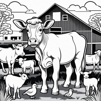 kolorowanka zwierzeta na wsi