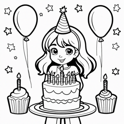 kolorowanki urodzinowe dla dziewczynki