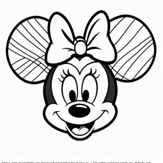 Kolorowanka Myszka Minnie portret z kokardą