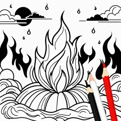 ogień kolorowanka