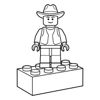 Kolorowanka Figurka Lego kowboj na klocku