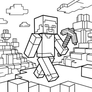 Kolorowanka Postać Minecraft w pikselowym świecie