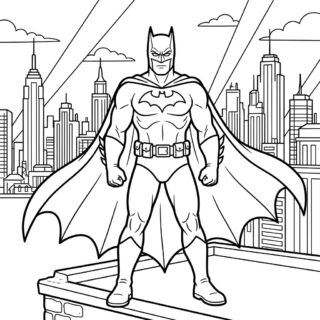 Kolorowanka Batman na tle miasta