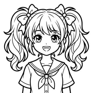 Kolorowanka Dziewczynka Anime portret
