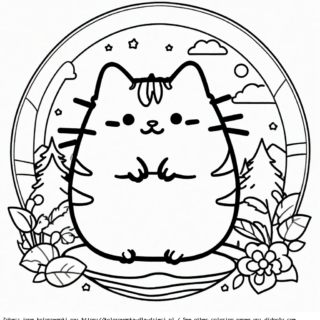 Kolorowanka Pusheen w medalionie