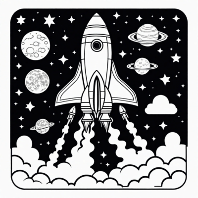 rakieta kolorowanka do druku