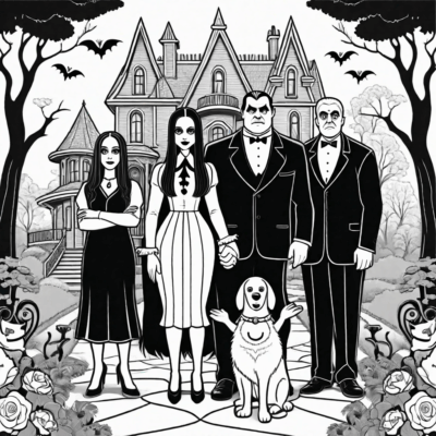 rodzina addamsów kolorowanka