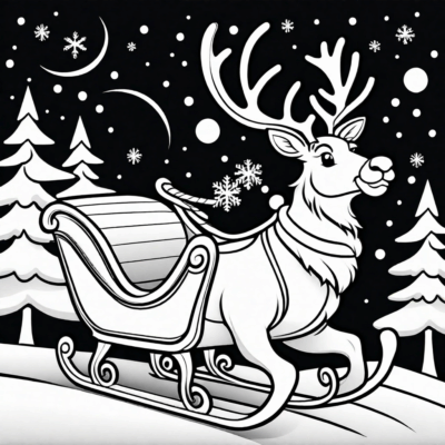 sanie mikołaja kolorowanka