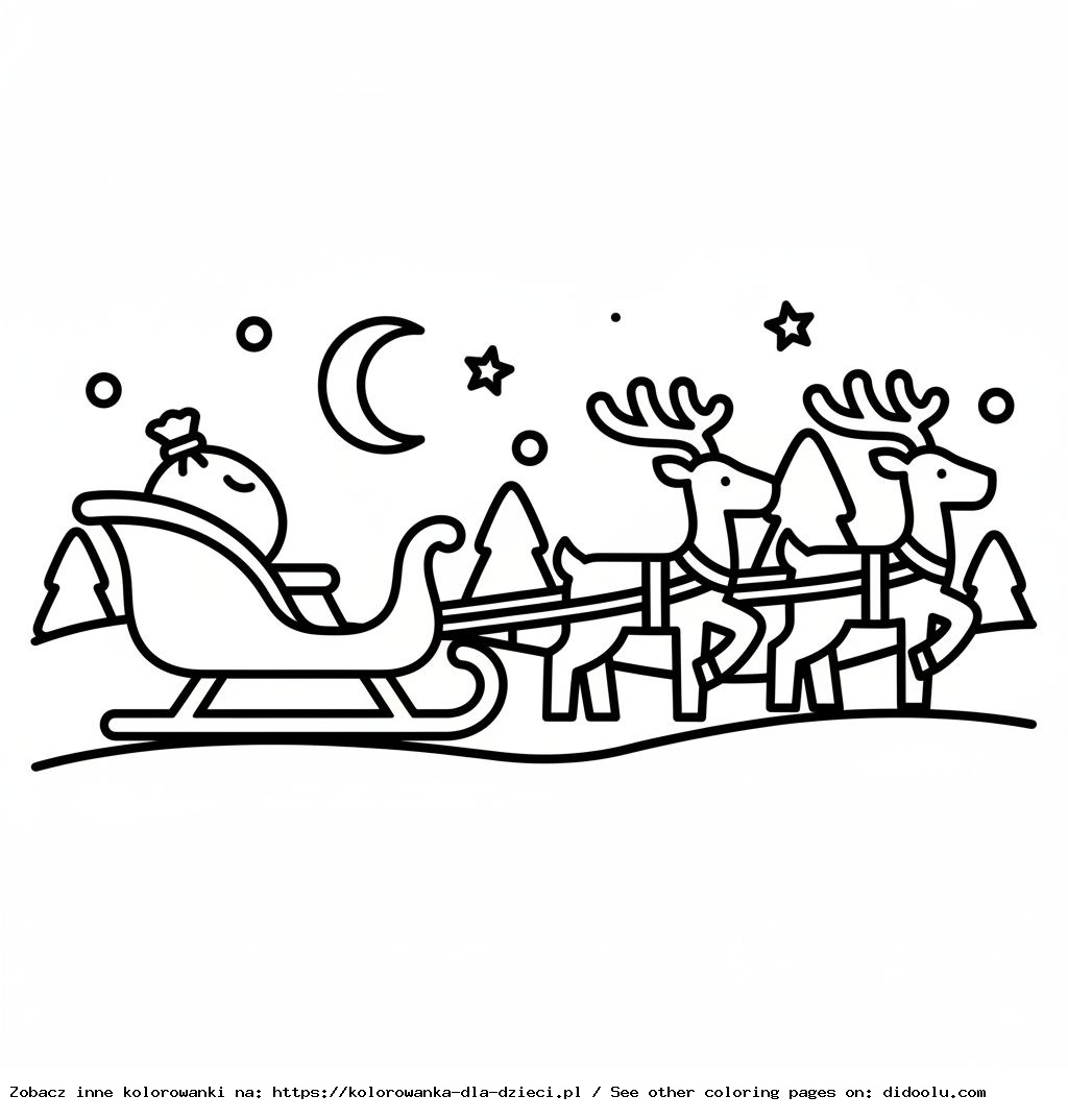 sanie mikołaja kolorowanka