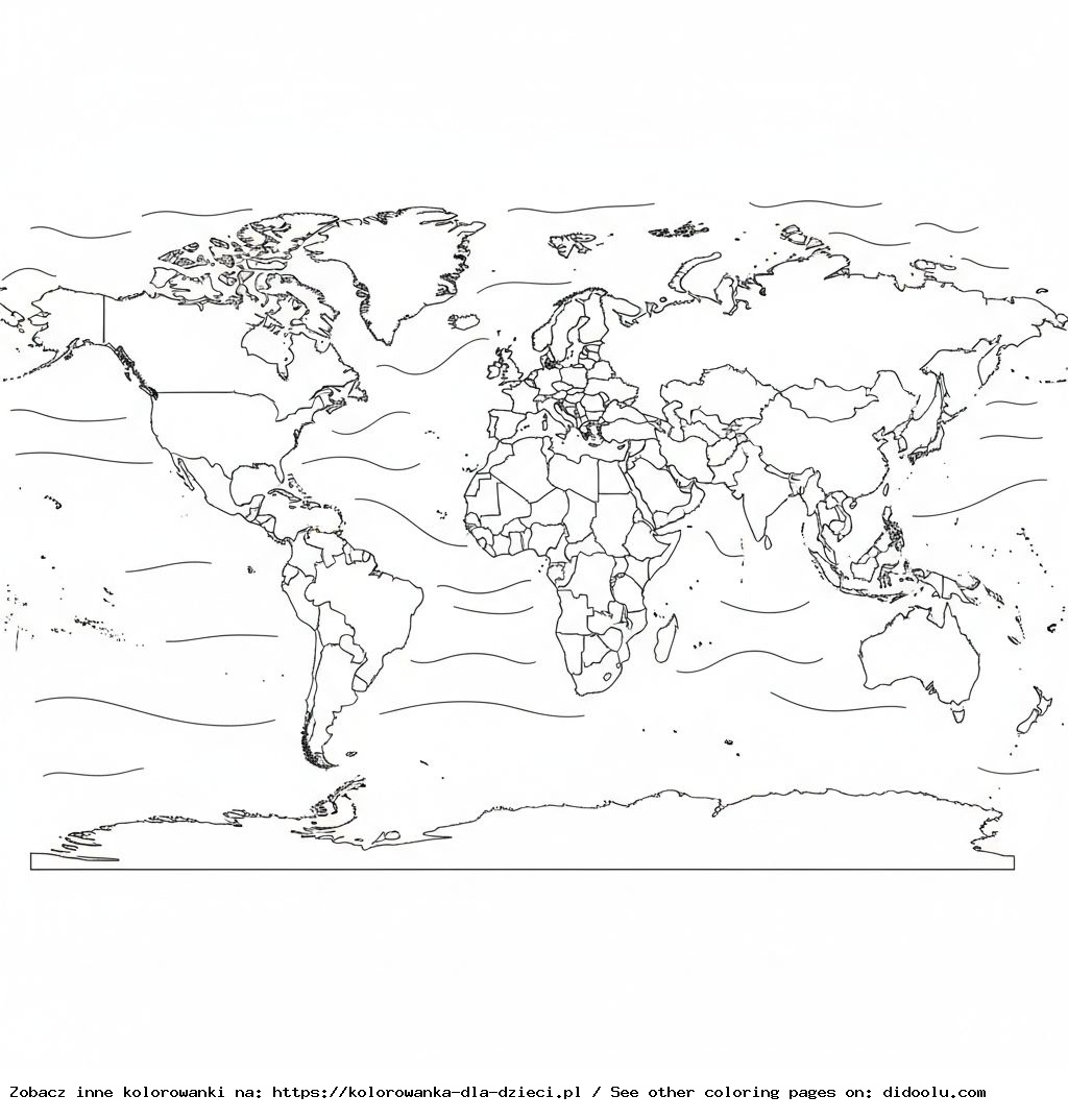 mapa świata kolorowanka do druku