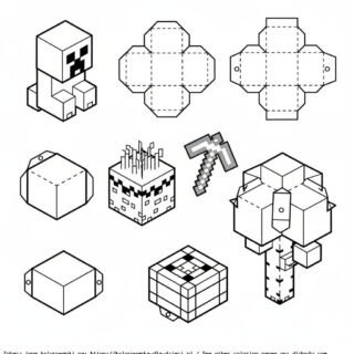 papercraft kolorowanki minecraft do składania