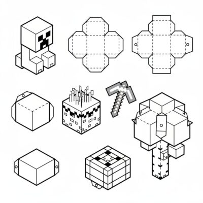 papercraft kolorowanki minecraft do składania