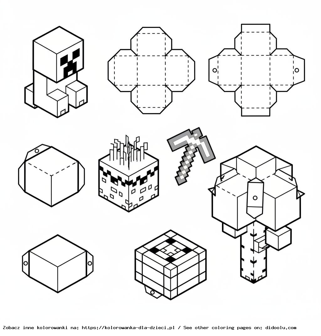 papercraft kolorowanki minecraft do składania
