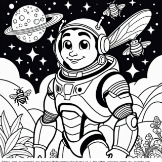 Kolorowanka Astronauta z pszczołami