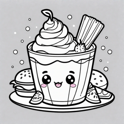 cute kolorowanki kawaii food do druku