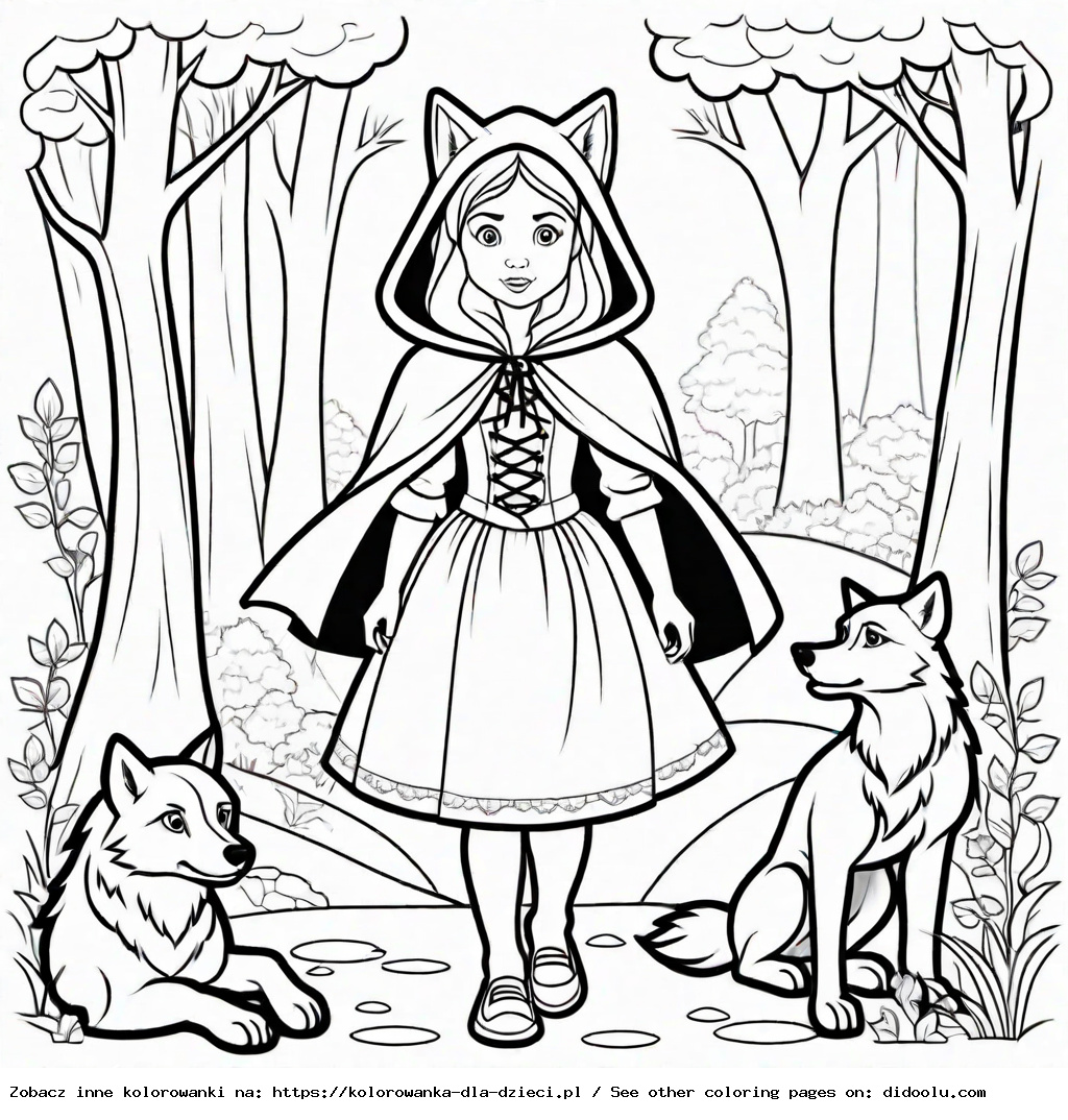 czerwony kapturek kolorowanka do druku