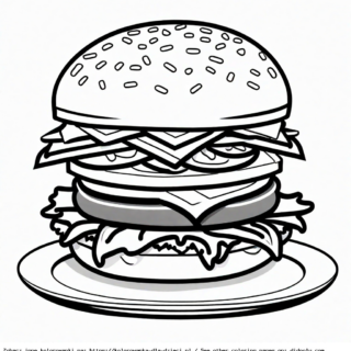 Kolorowanka Hamburger na talerzyku