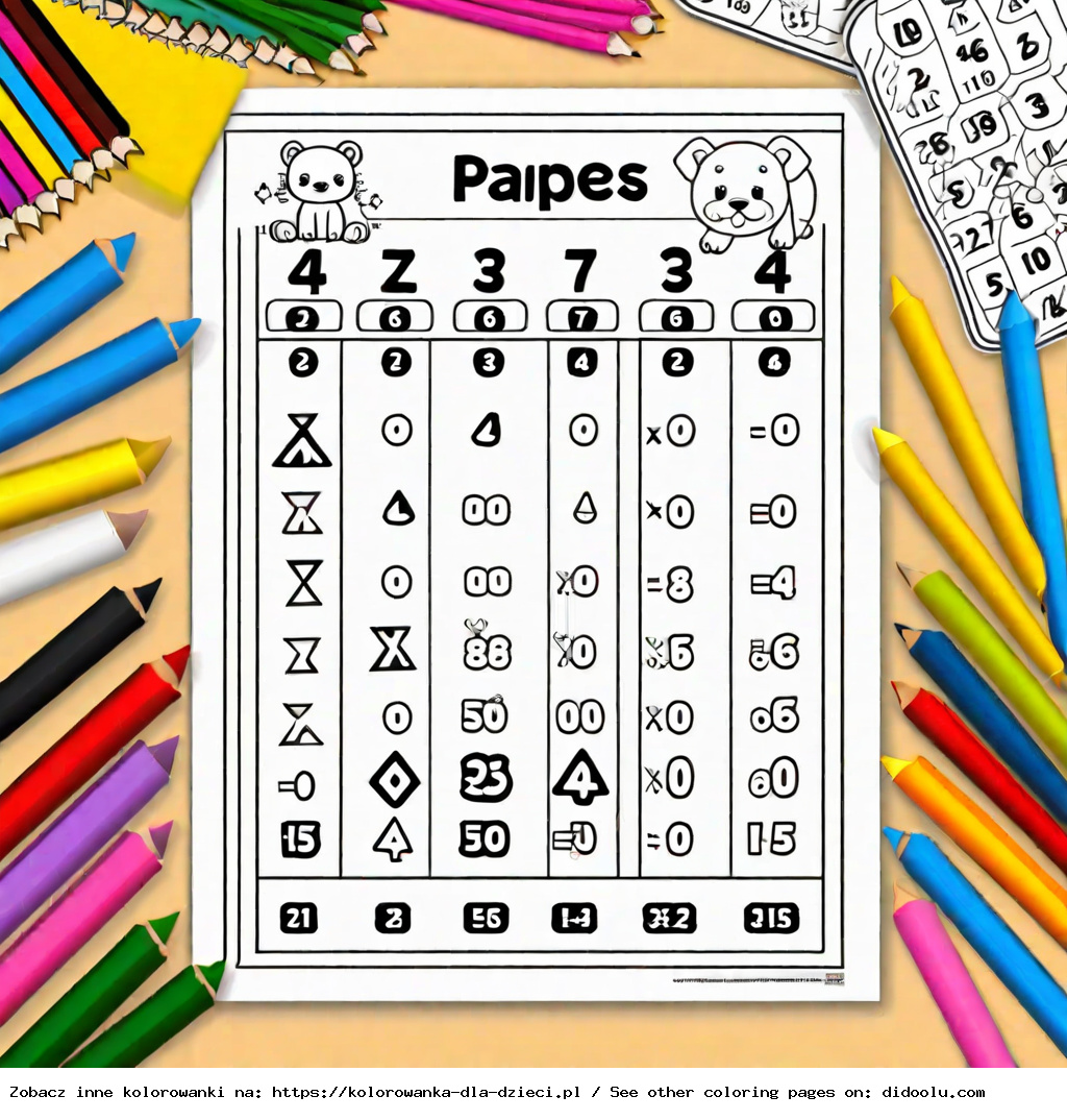 kolorowanki matematyczne kolorowanki z tabliczką mnożenia do wydruku