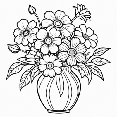kwiaty w wazonie kolorowanki